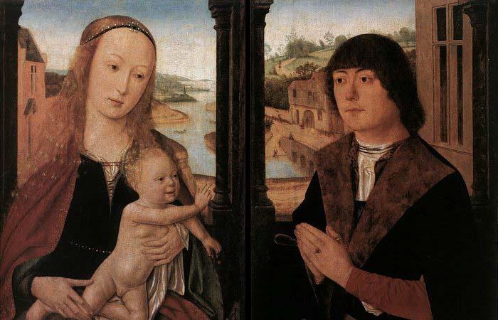 unknow artist Diptych with a Man at Prayer before the Virgin and Child Sweden oil painting art